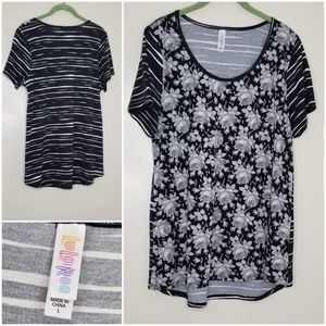Lularoe Black, White & Grey Size L Classic T